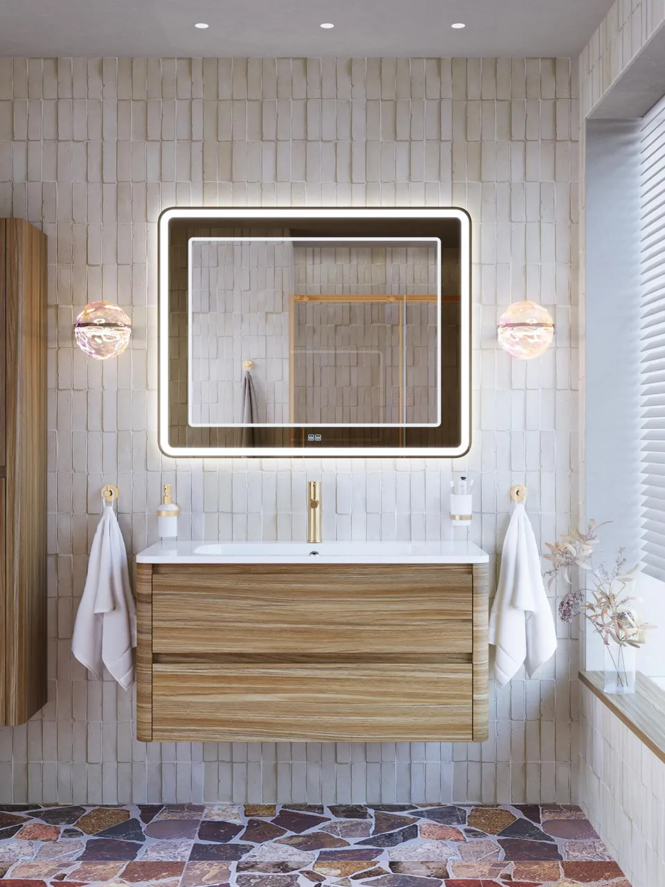 Зеркало со встроенной и контурной подсветками CEZARES CZR-SPC-SLIDER-1200-800-LED-TCH-BR