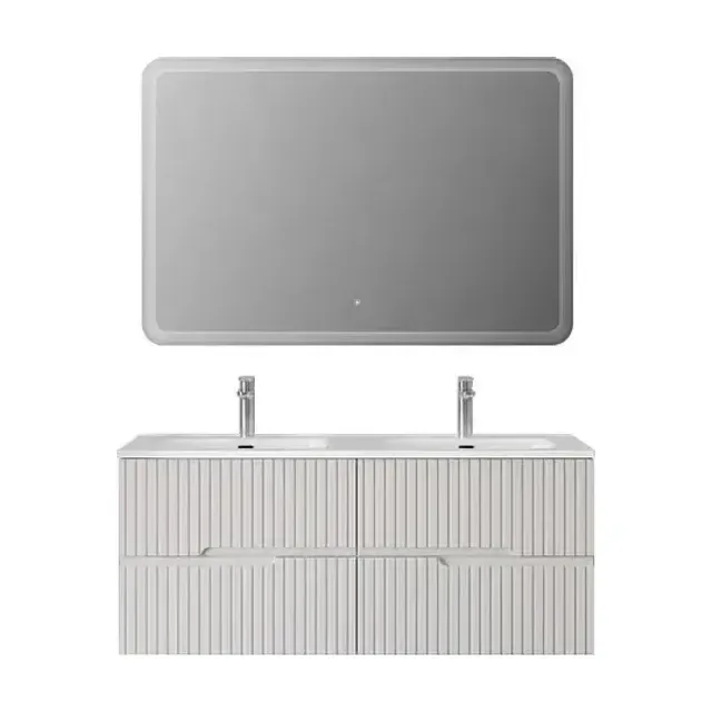 Комплект мебели Cezares Дуэт-Н (Duet-N) 120 белый глянцевый с четырьмя ящиками и двумя чашами (раковина CZR-8095-120-2)