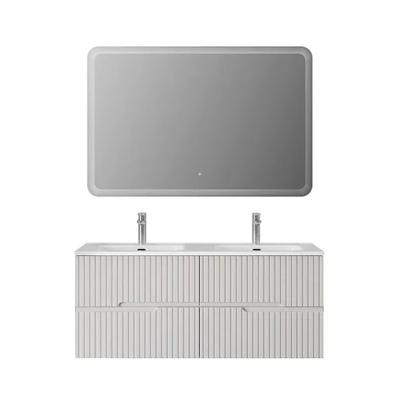Комплект мебели Cezares Дуэт-Н (Duet-N) 120 белый глянцевый с четырьмя ящиками и двумя чашами (раковина CZR-8095-120-2)