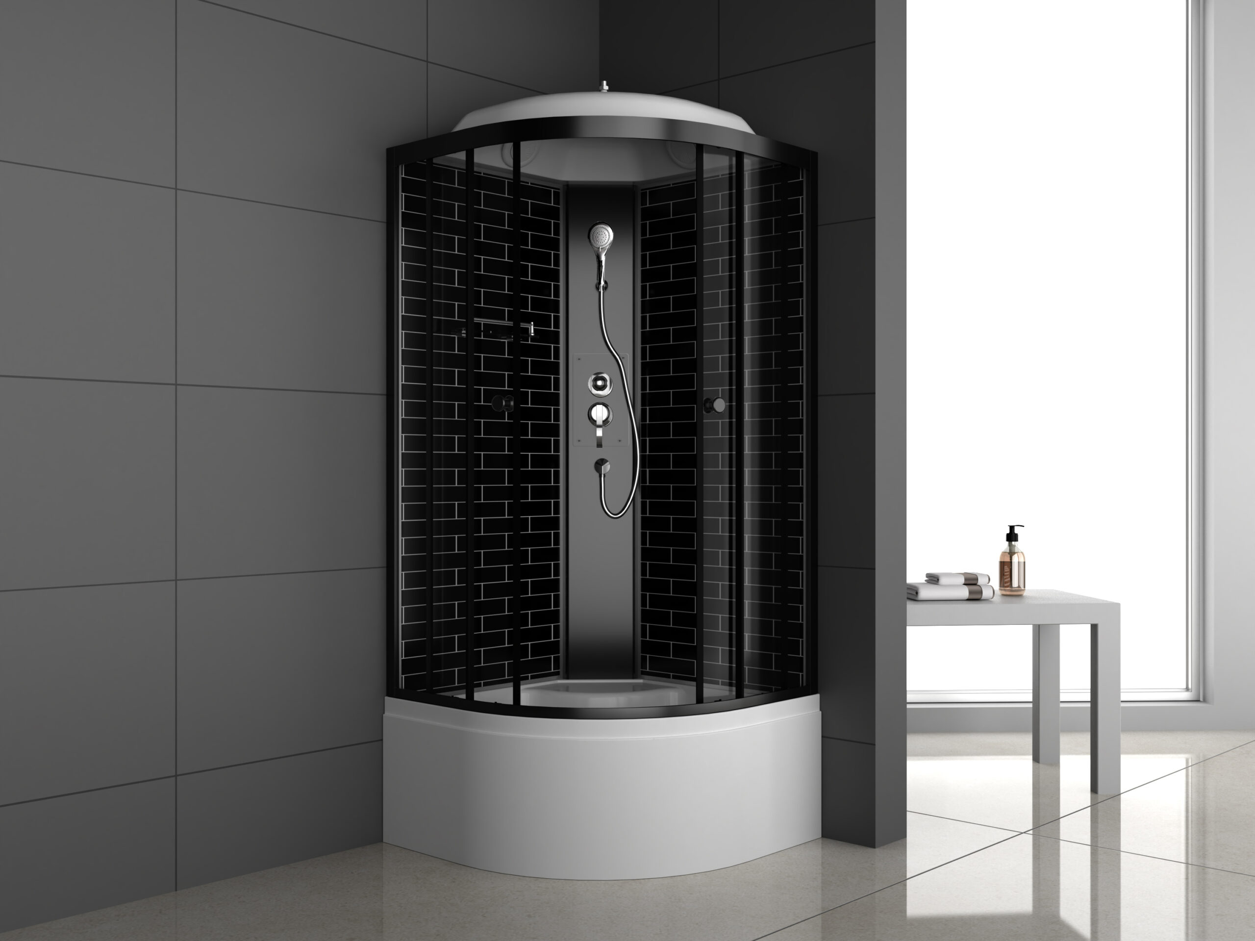 Душевая кабина ODA-5001 черный кирпич 90 x 90 x 215
