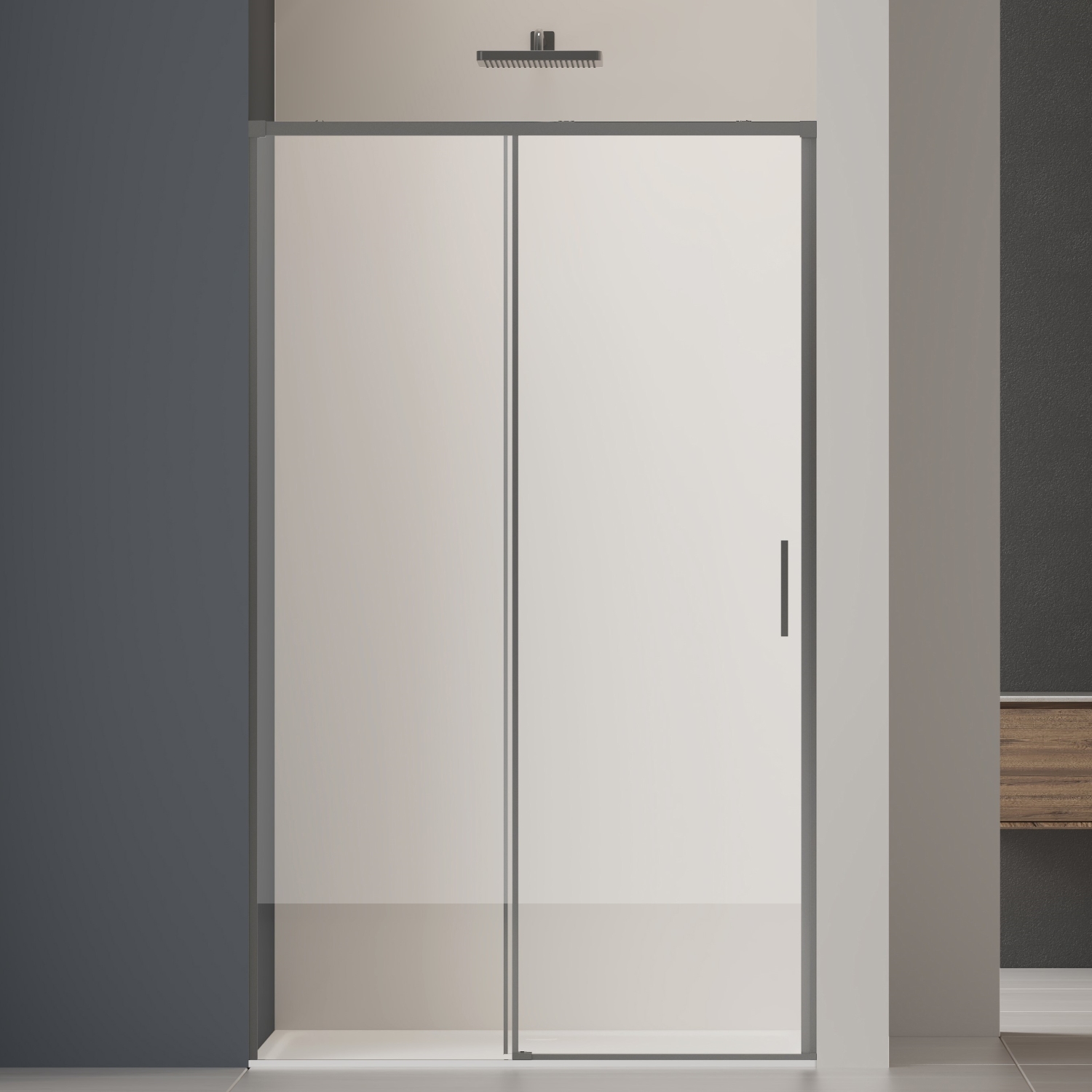 Душевая дверь Vincea Софт 2 (Soft 2) VDS-3SO2130CLGM 130x200 стекло прозрачное 6 мм профиль вороненая сталь