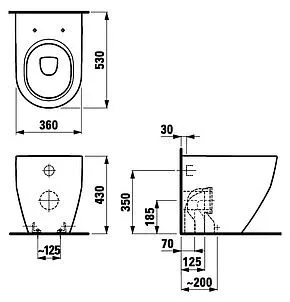 Приставной унитаз Laufen Pro 36*53