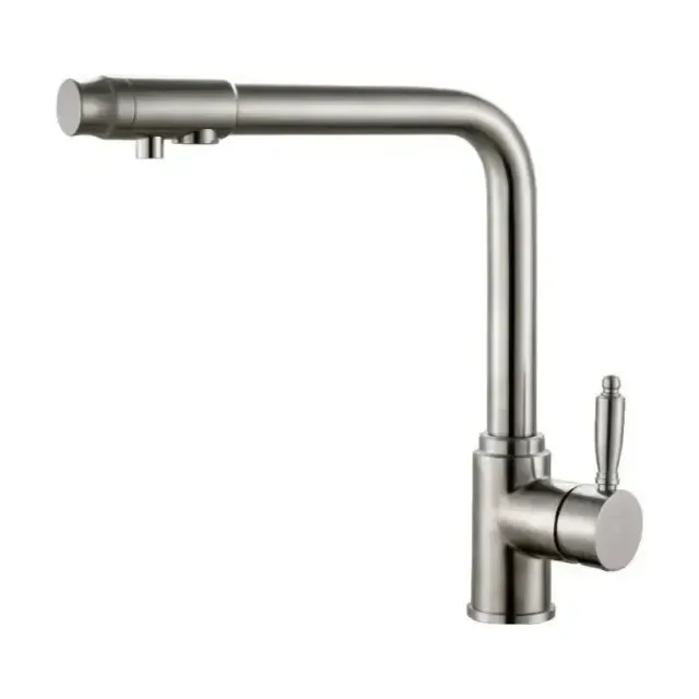 Смеситель Haiba HB70301 для кухни с функцией подключения фильтра сталь матовая