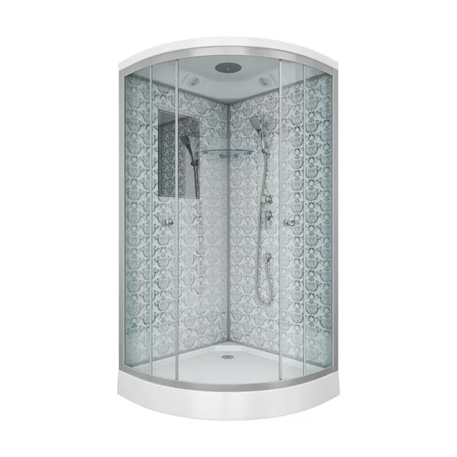 Душевая кабина Niagara Luxe NG-7701W (90x90х210) низкий поддон(15см),дверь раздвижная,стенки серебро