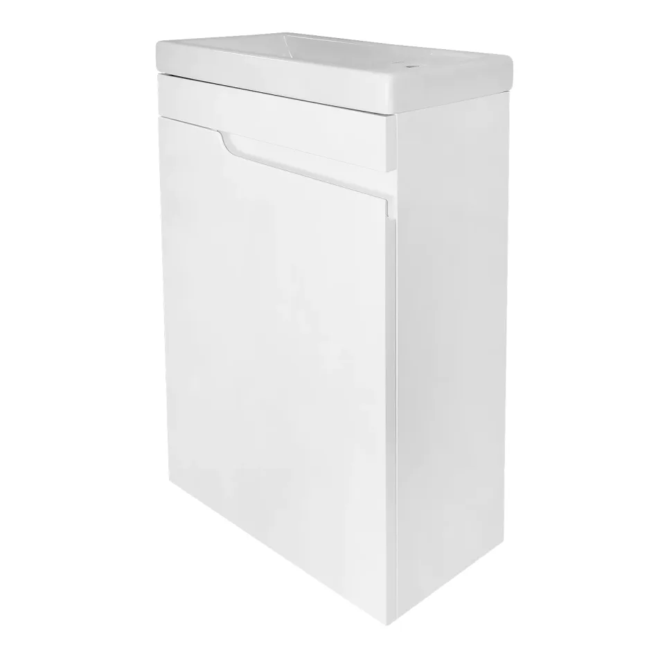Комплект Тумба Azario Кантри 45 подвесная белая глянцевая левосторонняя с раковиной Фостер 45 CS00097244