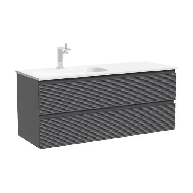 Тумба под раковину Sancos Фолк (Folk) FL120LGS 120 см подвесная левая 2 ящика темный серый (grey soft)