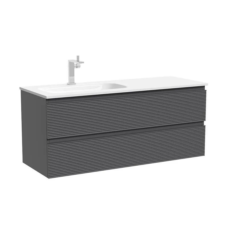 Тумба под раковину Sancos Фолк (Folk) FL120LGS 120 см подвесная левая 2 ящика темный серый (grey soft)