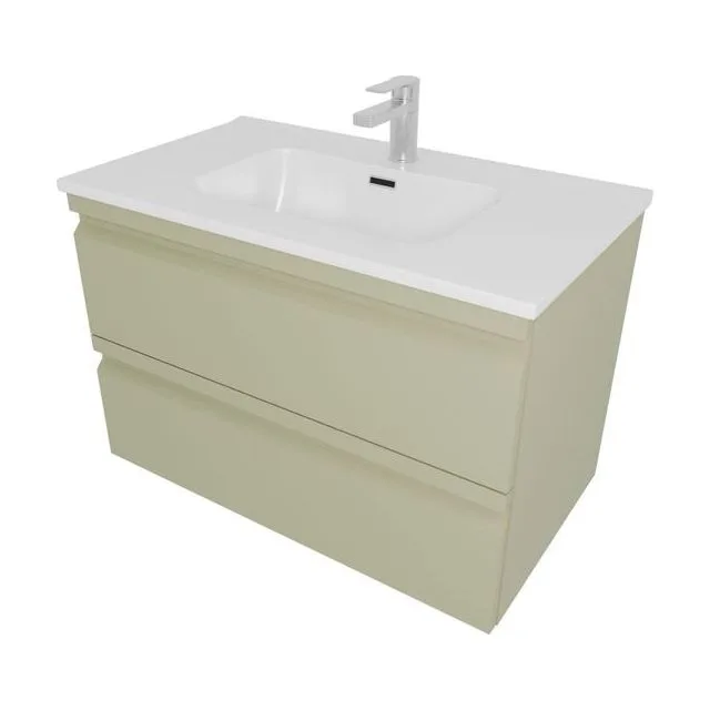 AQ77060-GS Комплект мебели: Тумба 60см ВЕГА с раковиной AQ0460-00, 2 ящика, цвет шалфей зеленый