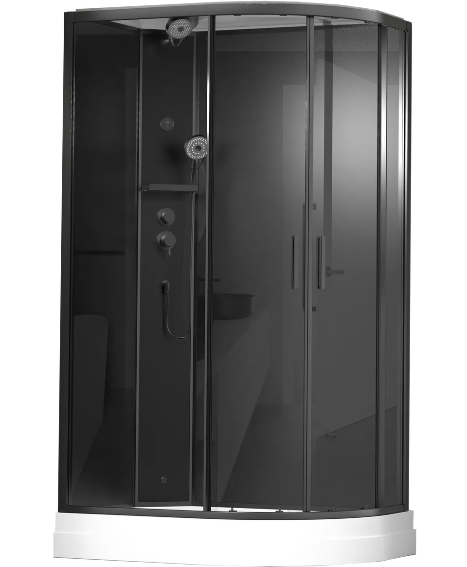 Timo Premium ILMA Black 902 L душевая кабина с крышей, хамам и стульчиком 120*80*222