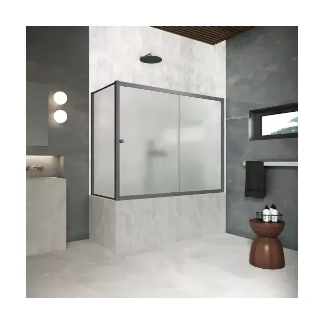 Шторка на ванную ZV+ZVF Protec 190*90 06 10, профиль GunMetal, стекло сатин