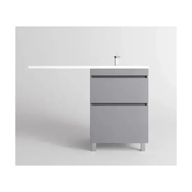 Тумба с раковиной Style Line Даллас Леон 120 R напольная 2 ящика серая матовая под стиральную машину
