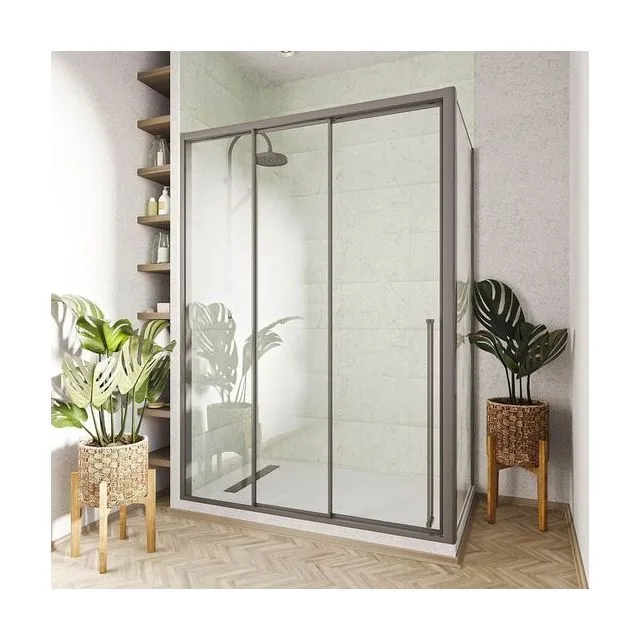 Боковая панель Veconi Premium Prato SP GR, 800x2000, брашированный графит, стекло прозрачное