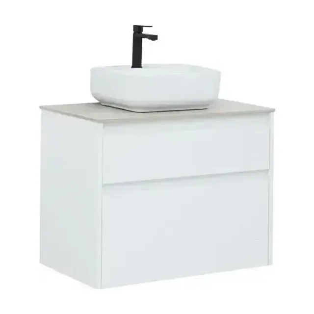 Тумба с раковиной Aquanet Nova Lite 75 белый глянец (2 ящика) (раковина City-2)