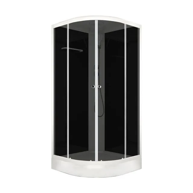 Душевая кабина Domani-Spa Delight Slim 99 (90х90 см) — черные стенки, тонированные стекла, белый профиль