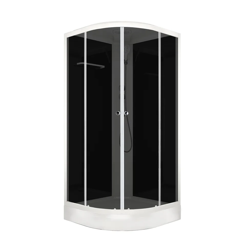 Душевая кабина Domani-Spa Delight Slim 99 (90х90 см) — черные стенки, тонированные стекла, белый профиль