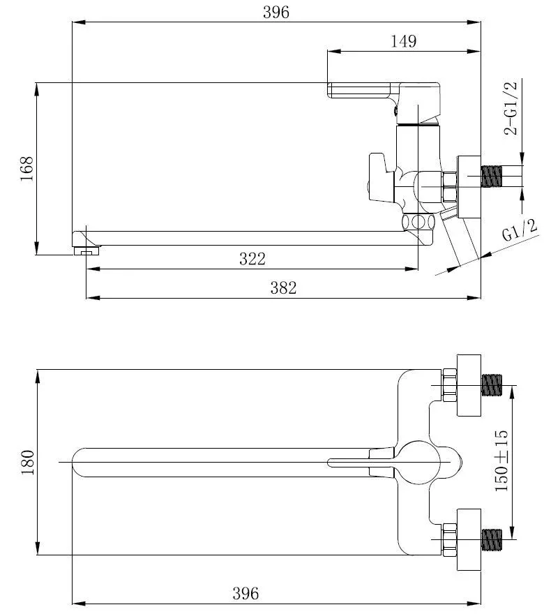 Смеситель Esko Column CLM31 для ванны и душа, излив 322мм, с аксессуарами