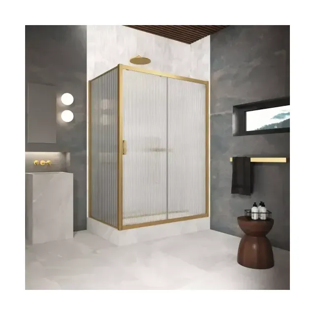 Душевой уголок ZP+ZPV Protec 125*80 03 Moru, профиль золото матовое, стекло Moru