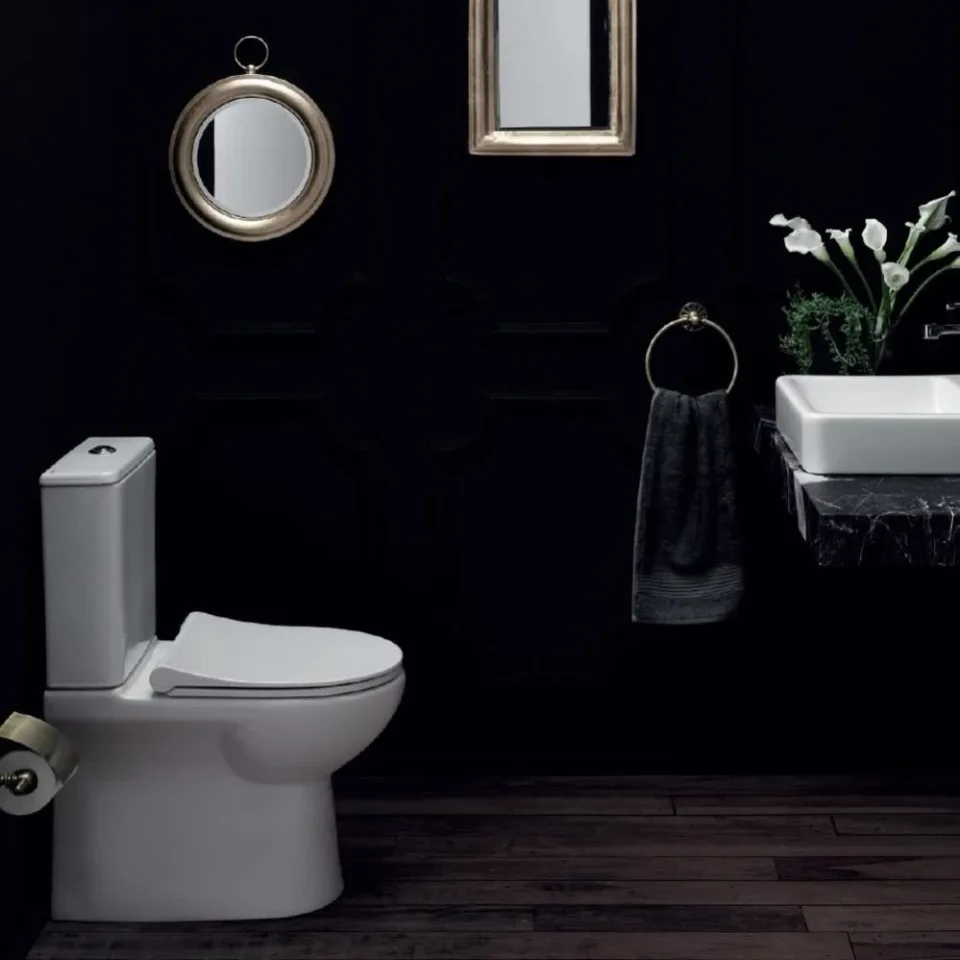 Унитаз-компакт Gural Vit Tria 34,5*60 безободковый с крышкой-сиденьем микролифт Slim