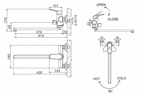 Комплект для ванной комнаты Bravat Eler F00449CP 2в1