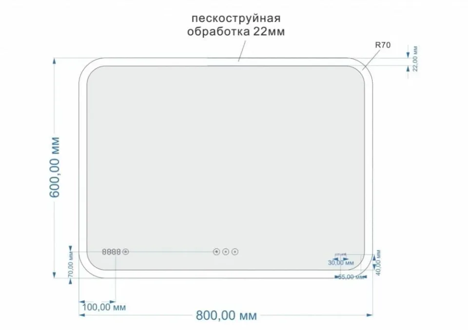 Зеркало Cersanit 070 Дизайн Про (Design Pro) 80 с LED подсветкой, сенсорным выключателем и Bluetooth