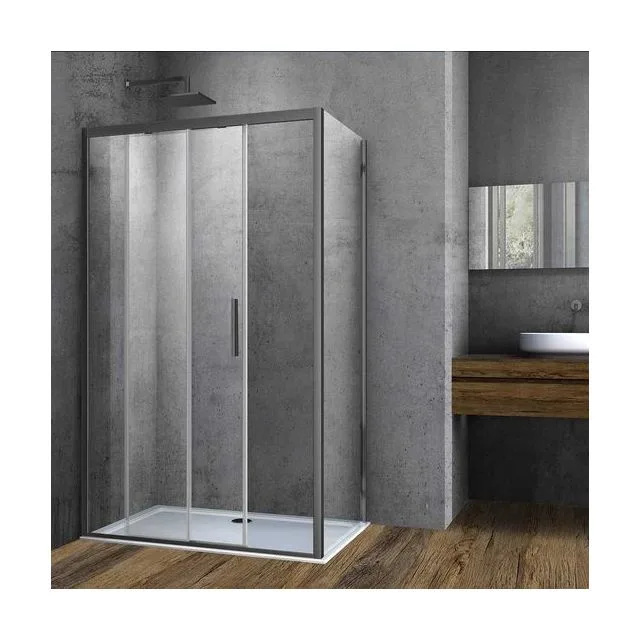 Душевой уголок Vincea Софт (Soft) VSR-3SO8013CLGM 130х80 стекло прозрачное 6 мм профиль вороненая сталь