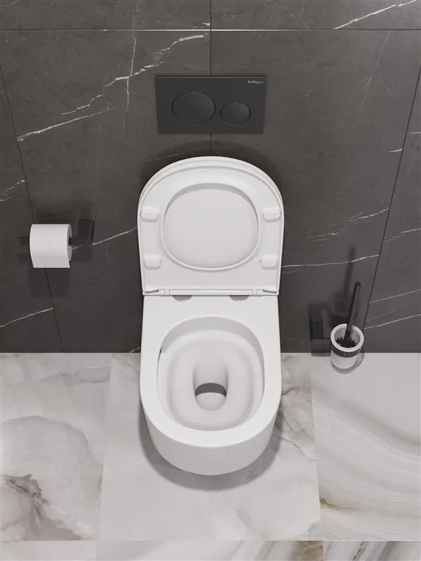Унитаз подвесной безободковый с сиденьем и смывом TORNADO BelBagno UNIQUE BB007CH-TOR/SC