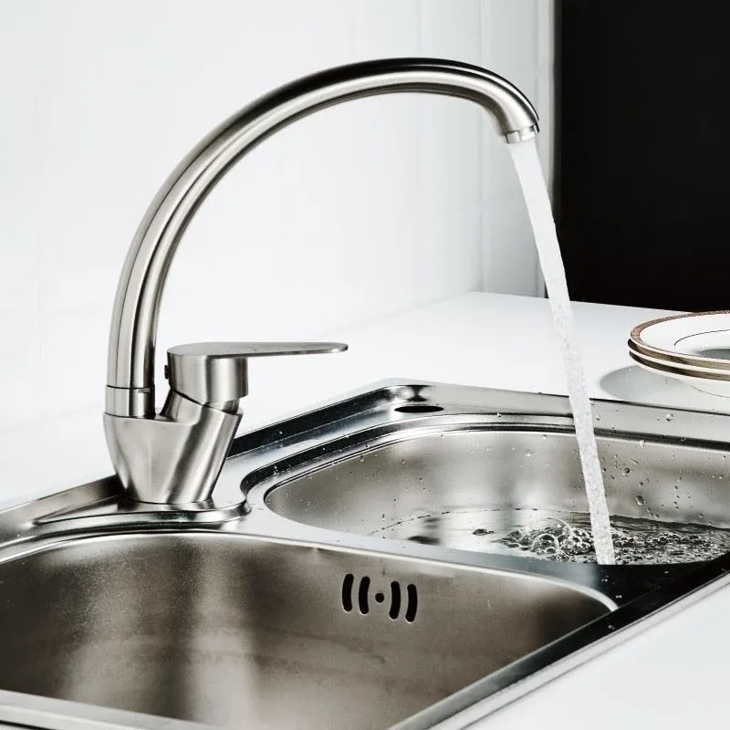 Смеситель Haiba HB41801-2 для кухни сталь матовая