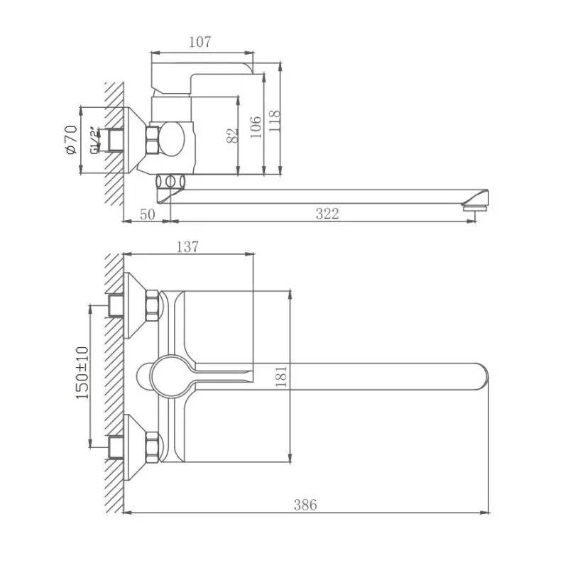 Смеситель Haiba HB22805-7 универсальный черный матовый