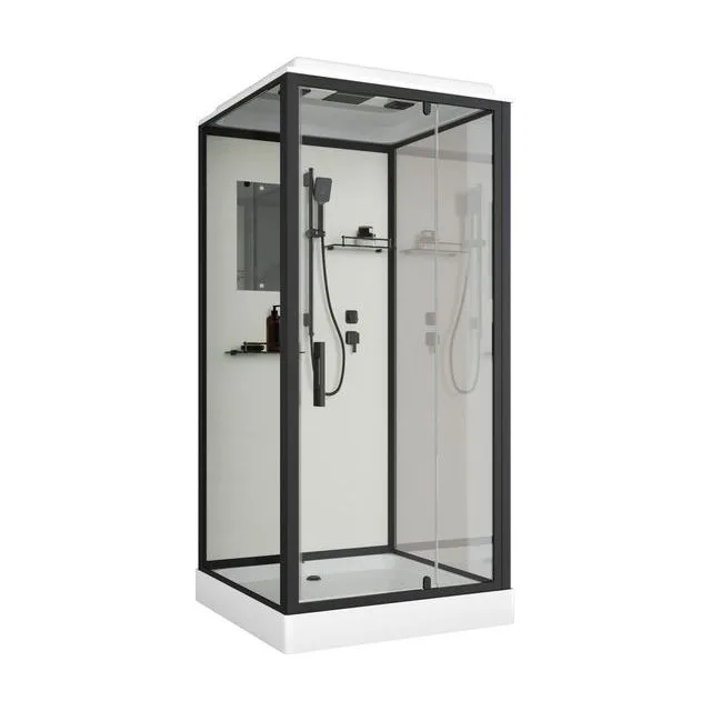 Душевая кабина Niagara Standart ST90/15Q/BL (90х90х215) квадрат,поддон 15см,распашная,проф.черный