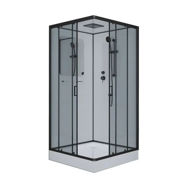 Душевая кабина Niagara Premium NG-6901-01Q BLACK (90х90х210) низкий поддон(16 см),черный,стекло тонированное