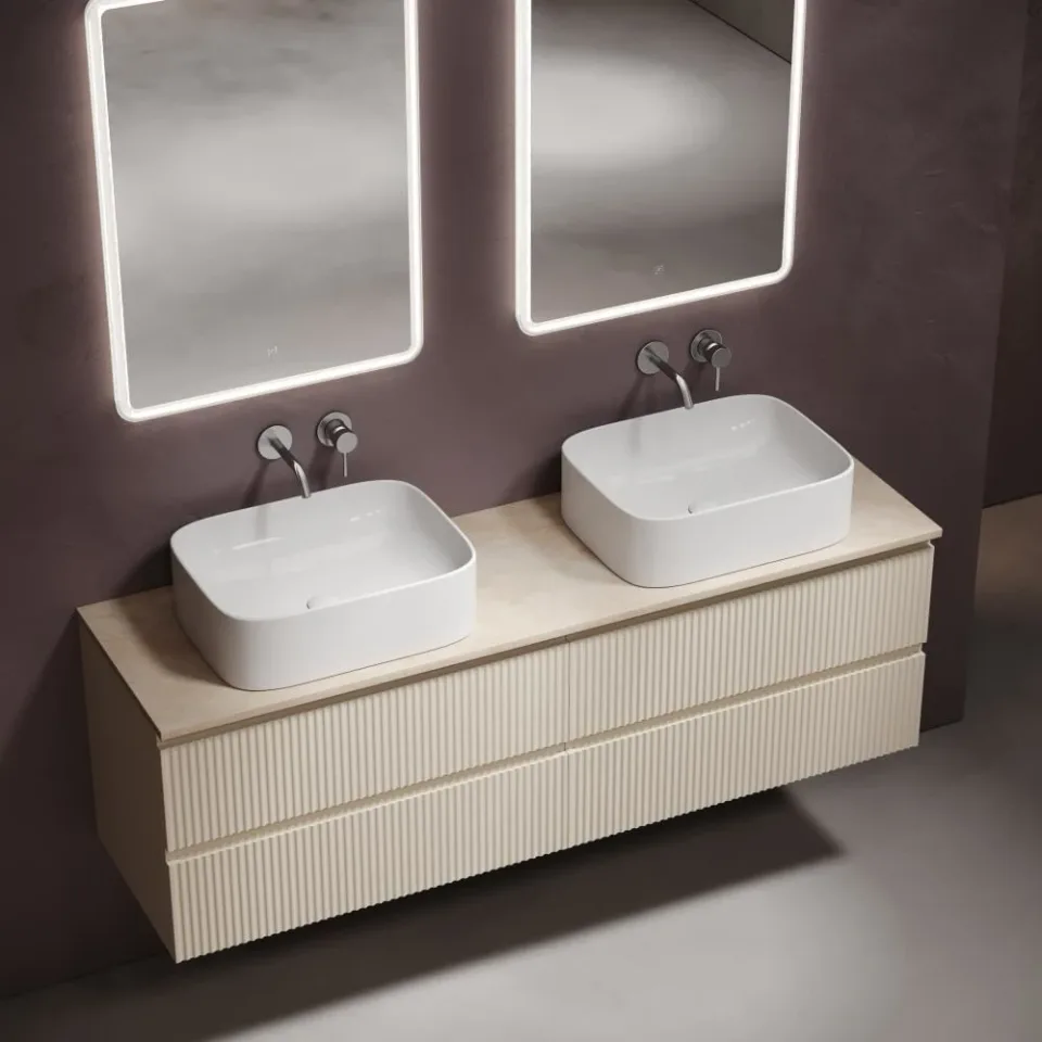Столешница Sancos TT160A2X 160*46 Kreman c отверстием под смеситель