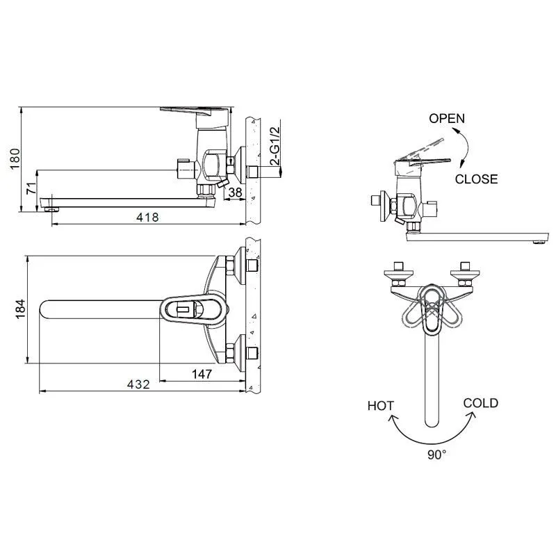 Смеситель Bravat Loop F6124182CP-02L-RUS универсальный
