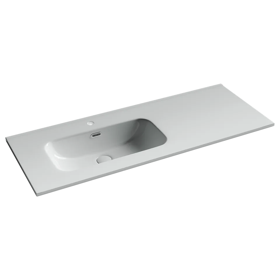 Раковина из сантехнического фарфора Ceramica Nova Элемент (Element) 121 см CN7006L накладная цвет белый