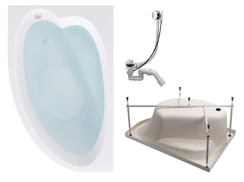 Комплект Акриловая ванна TIMO IVA1610L 160*100*70+Каркас + Слив-перелив