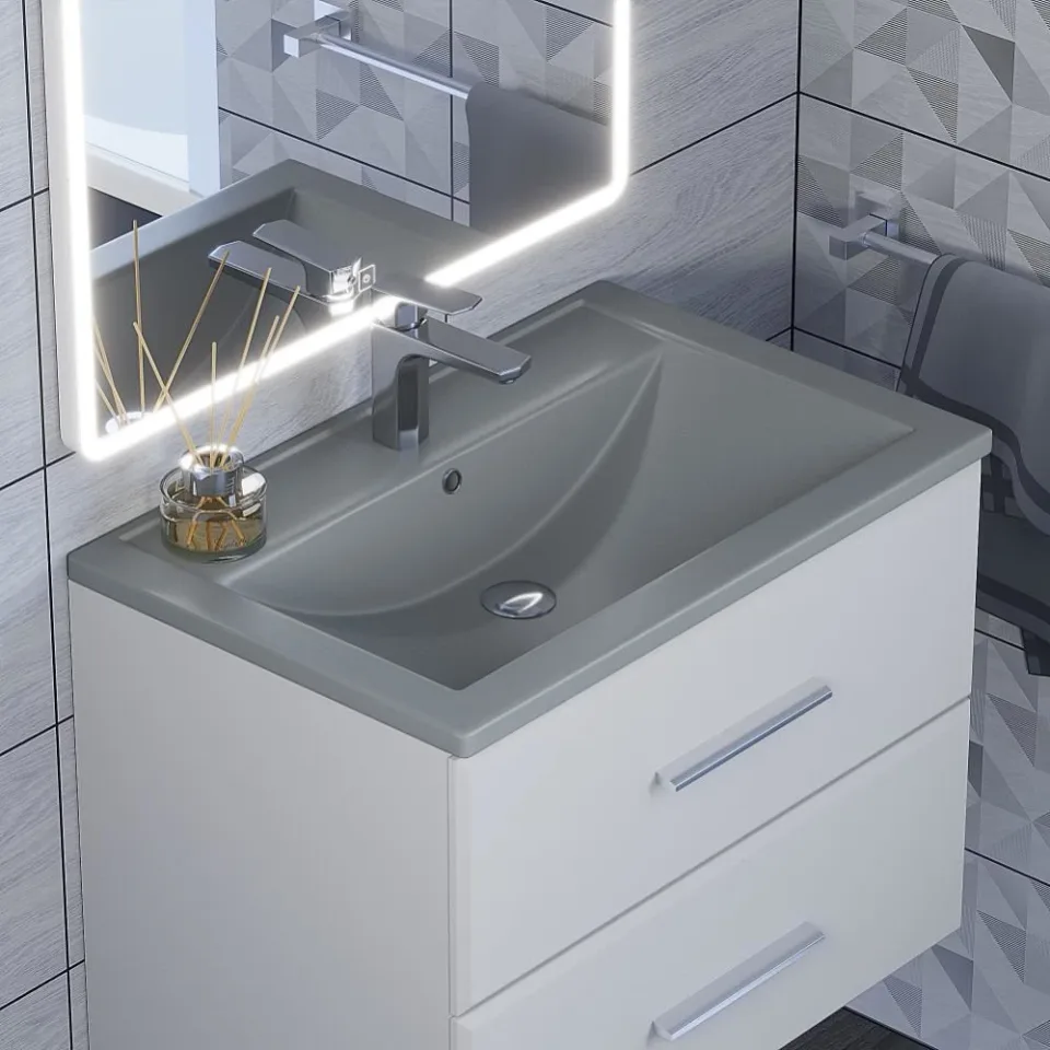 Встраиваемая раковина Uperwood Foster Quartz 70*45,5 серая матовая, бетон