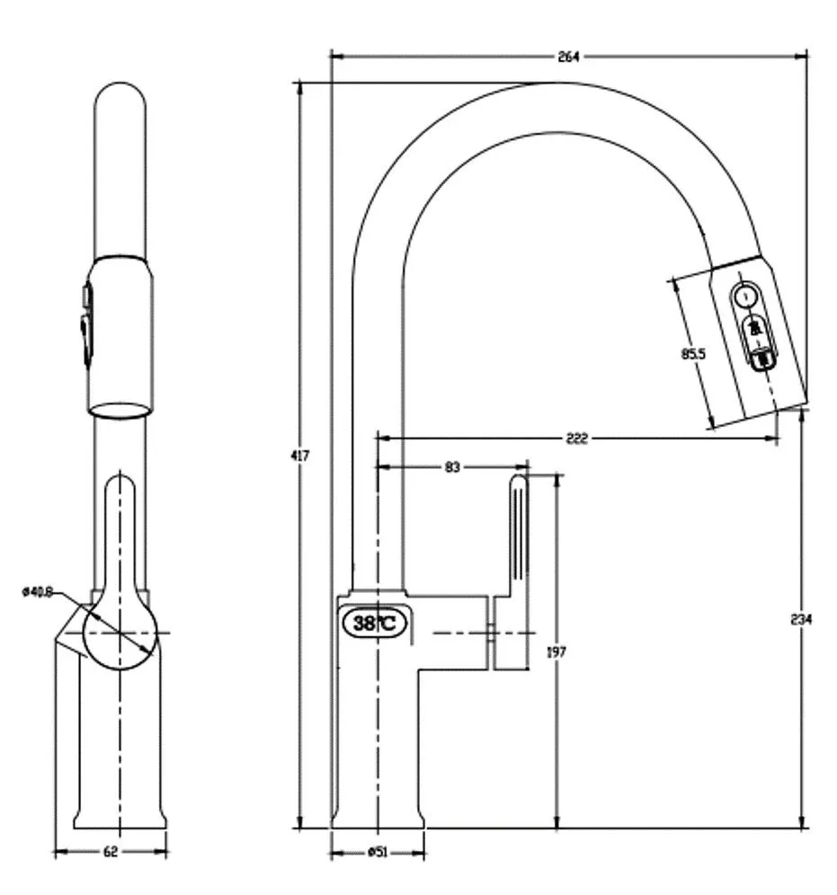 Смеситель Knotlor Вдохновение/Inspiration KN-100/RB для кухни с индикатором температуры бронза