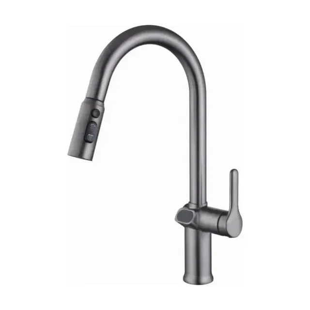 Смеситель Esko Gun Metal K15GMLED для кухни вытяжной с дисплеем
