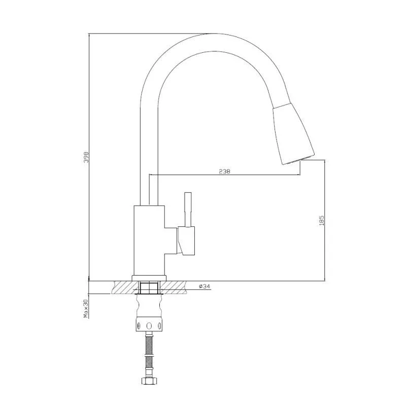 Смеситель Haiba HB73304-2 для кухни сталь матовая