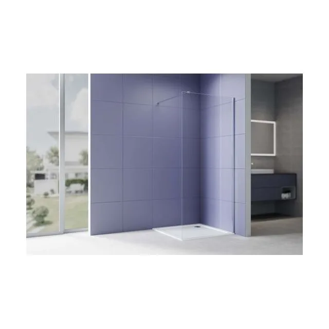 Душевая перегородка Walk In 120см,с держателем 1200мм, профиль хром, Aquatek AQ.WI.120.1CH, стекло прозрачное, закаленное