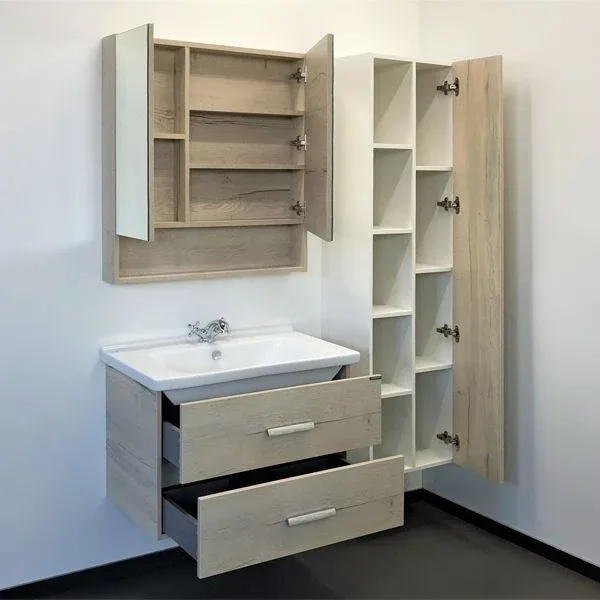 Зеркало-шкаф Comforty Парма 80 дуб дымчатый