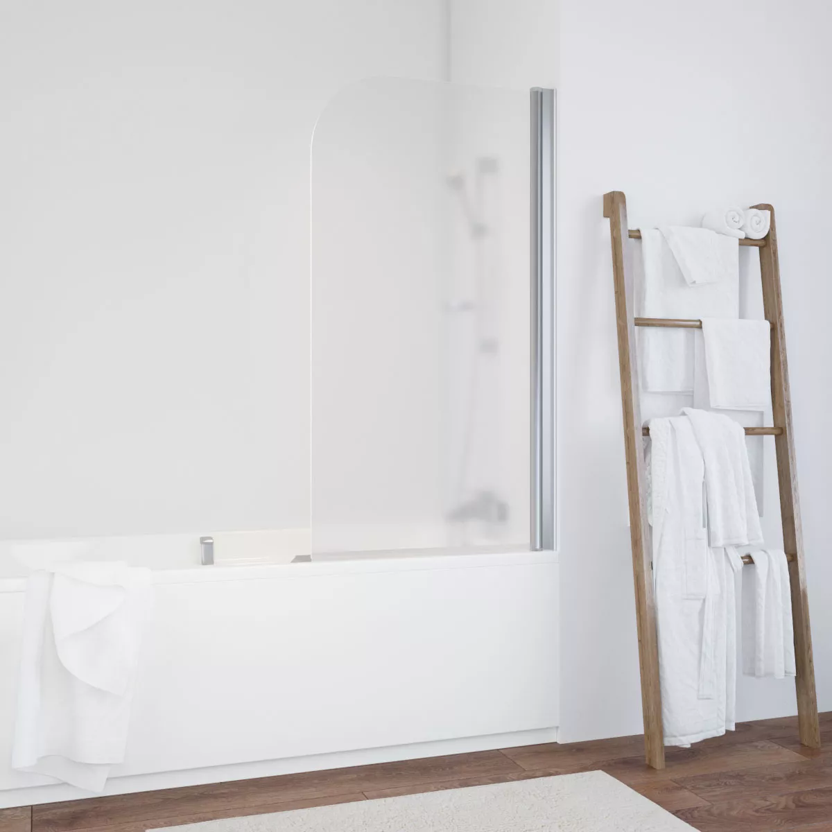 Шторка на ванную EV 60 08 10 R, профиль глянцевый хром, стекло сатин