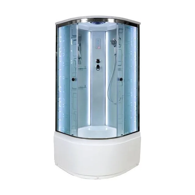 Душевая кабина AvaCan EM5011LED 110x110 см, Угловая, высокий поддон, с крышей, с электрикой