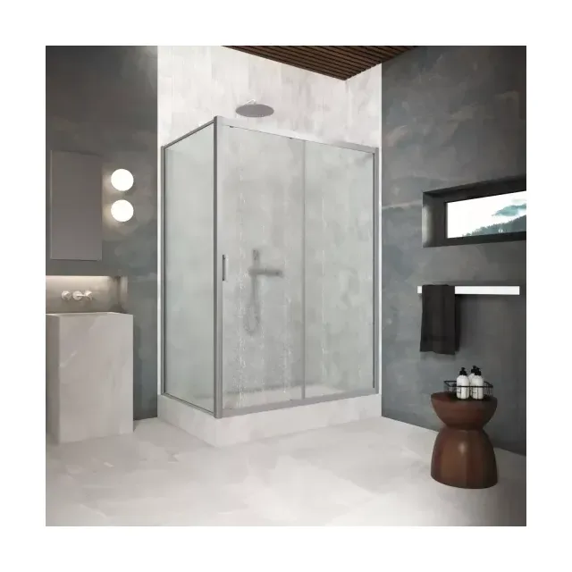 Душевой уголок ZP+ZPV Protec 110*80 07 02, профиль матовый хром, стекло шиншилла