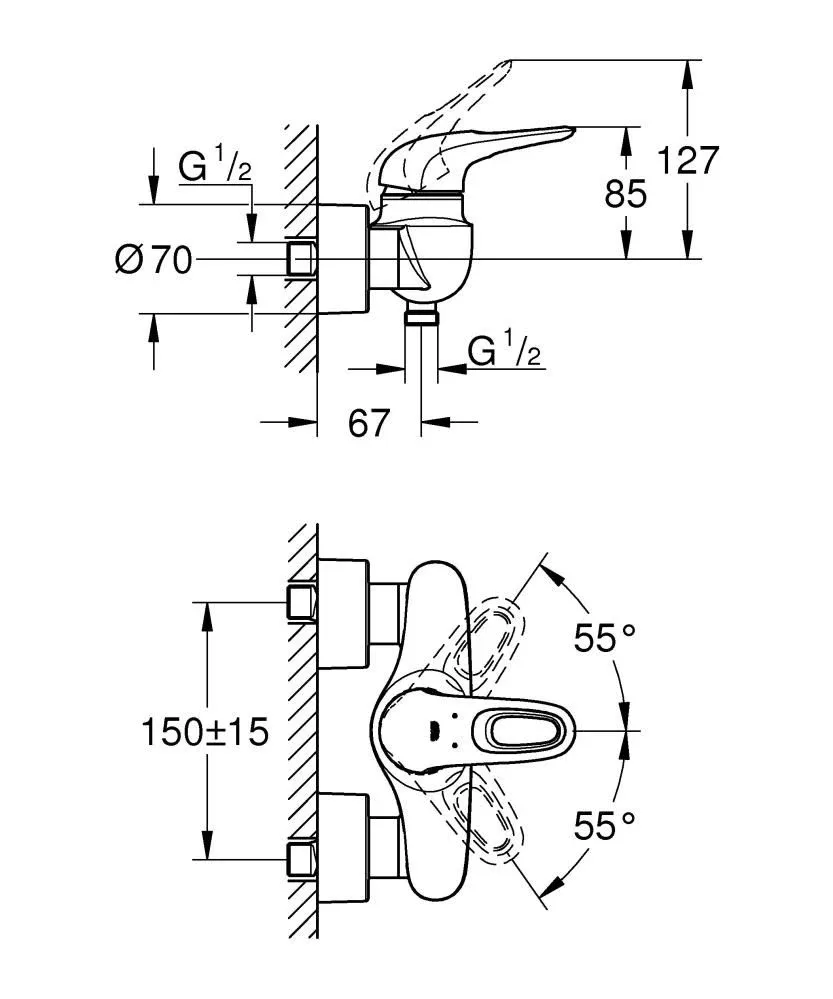 Смеситель Grohe Eurostyle 33590003 для душа без душевых аксессуаров