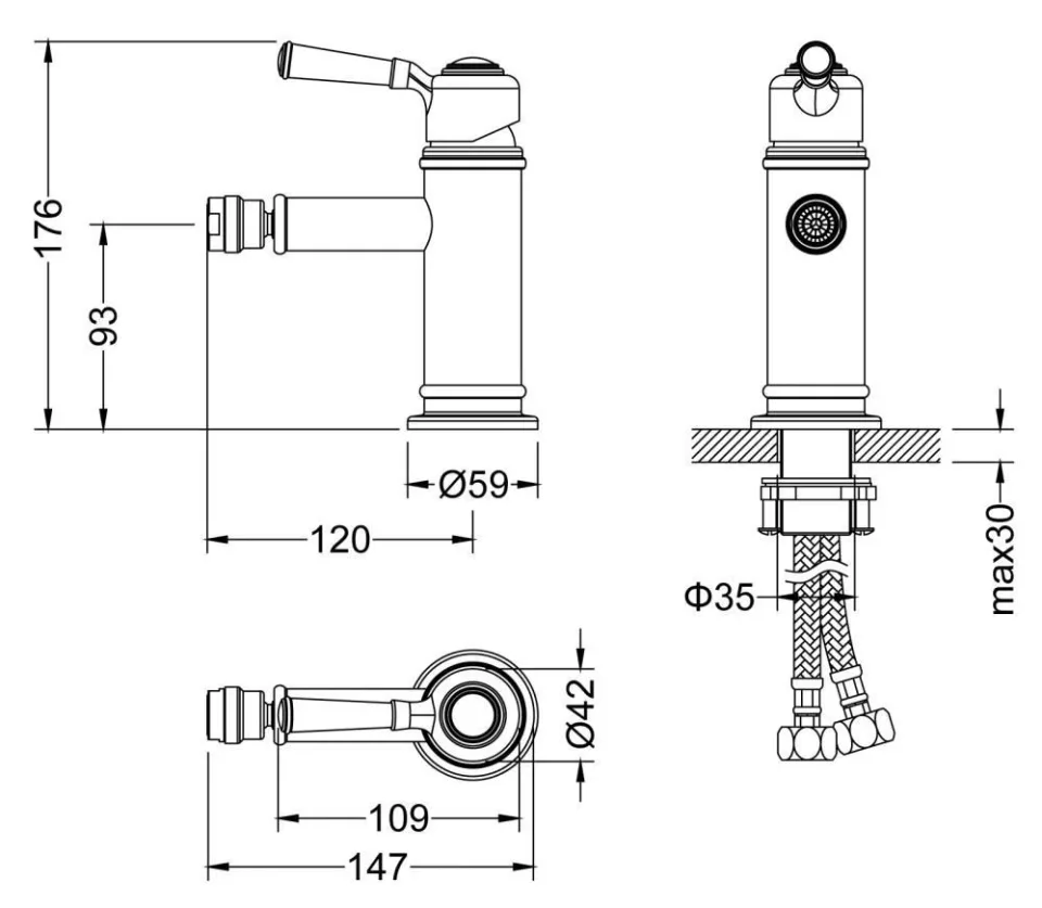 Смеситель Timo Arisa 5312/02F для биде антик
