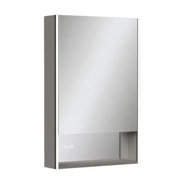 Зеркало-шкаф Equil Ферро/Ferro 60 R с подсветкой, с часами,лен антрацит