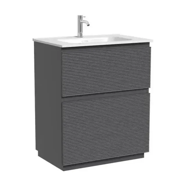 Тумба под раковину Sancos Фолк напольная (Folk Floor) FL70FGS 70 см напольная универсальная 2 ящика темный серый (grey soft)