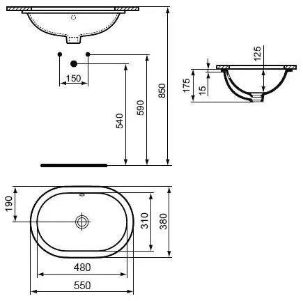 Встраиваемая раковина Ideal Standard Connect 55*38