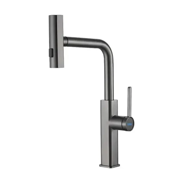 Смеситель Haiba HB73824-3 для кухни с выдвижным изливом оружейная сталь