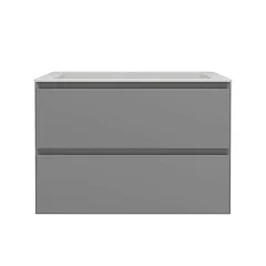 Тумба с раковиной Vincea Люка Софт-Тач (Luka Soft-Touch) 60 серая матовая (раковина белая)